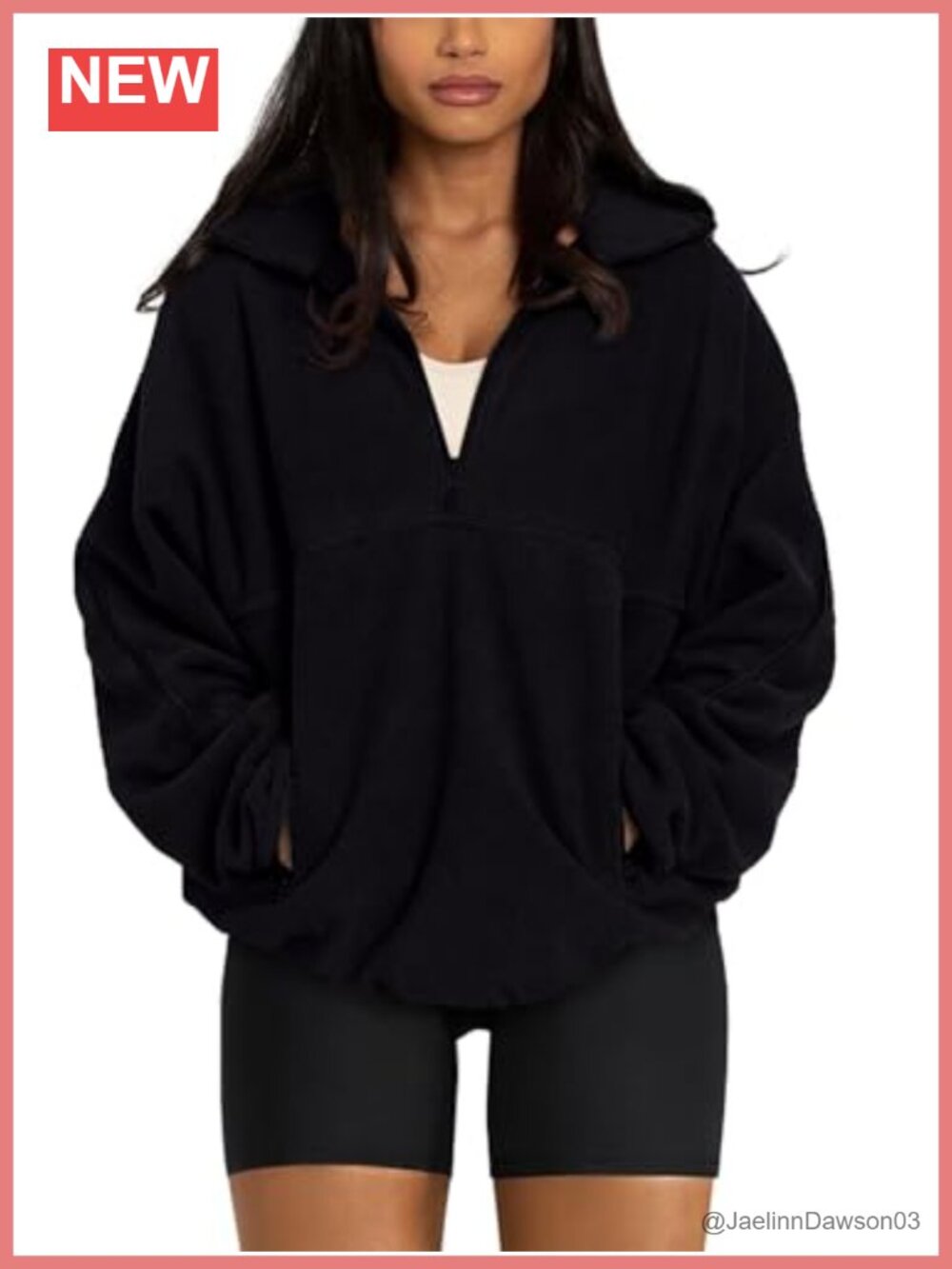 Womens Oversized Sherpa Fleece Half Zip Pullover Sweatshirt Jacket